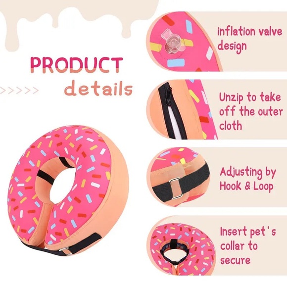 Donut Inflatable Dog Recovery Collar–Size Large, Soft Comfy Cone Alternative 🍩 - Picture 10 of 11